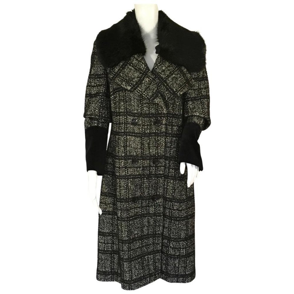 NWT Karen Millen Women’s Peat Coat Stripes Neck Removable Sz 12